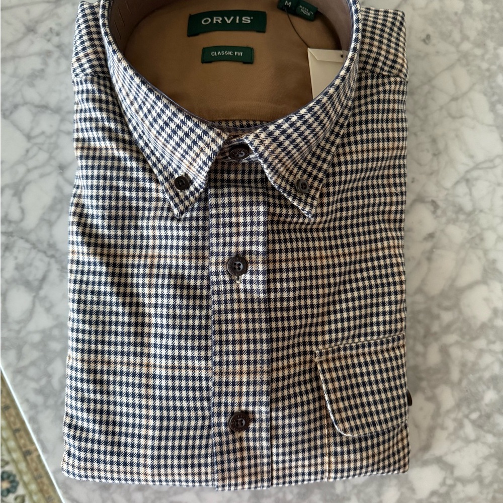 Orvis Men's Button Down Tattersall Plaid Shirt - Medium NWT